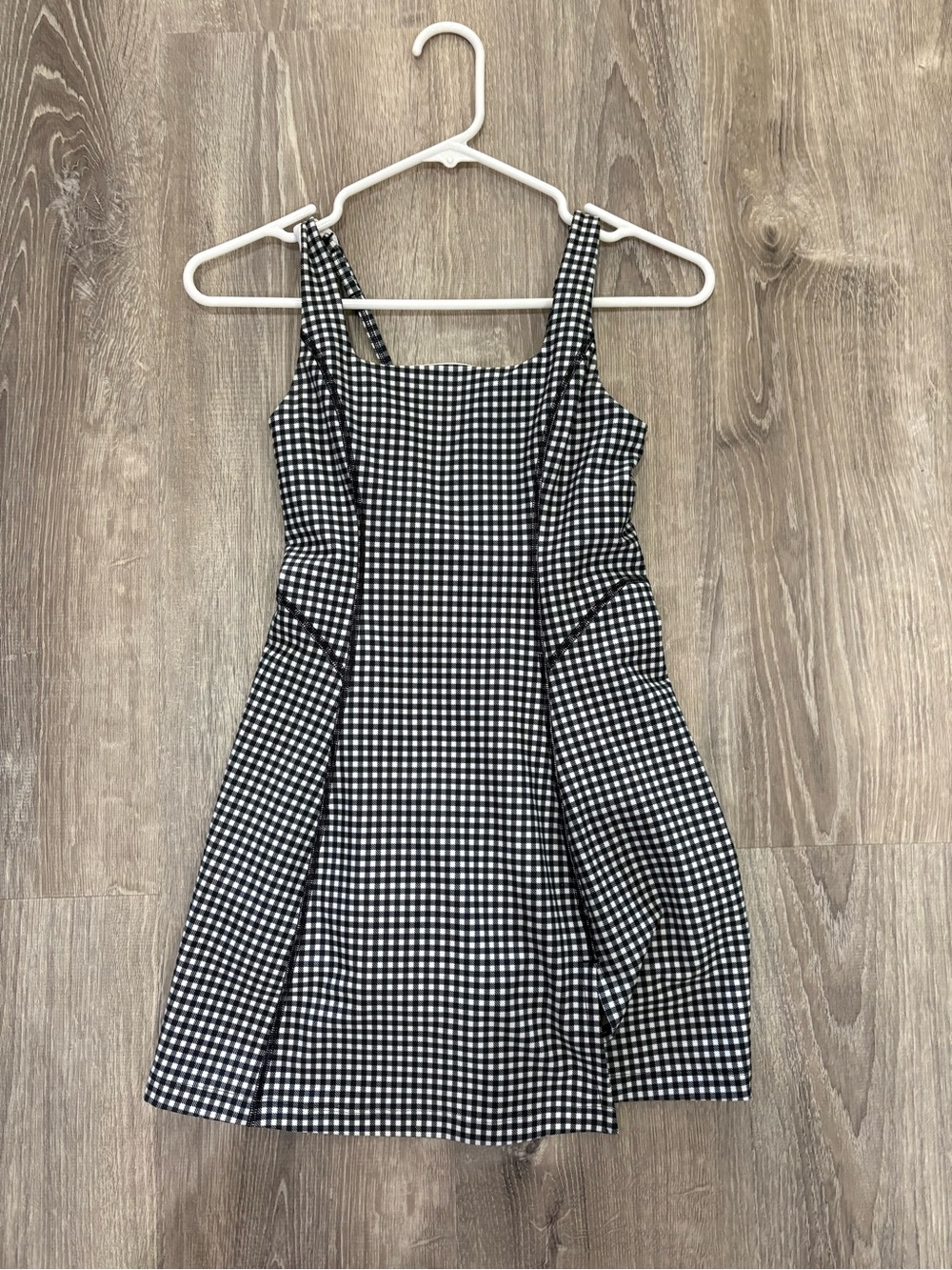 Abercrombie & Fitch Black and White Gingham Square Neck Mini Dress